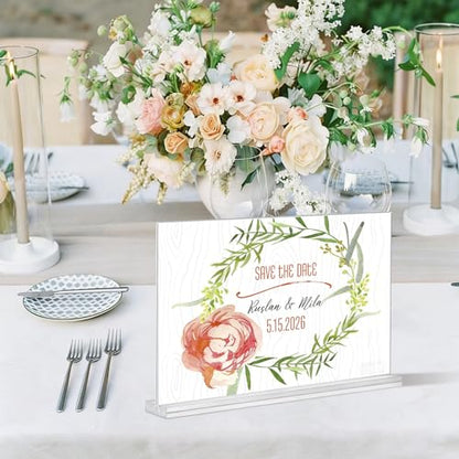 Acrylic Sign Holder 6x4 Horizontal, 10 Pack Double Sided Clear Table Menu Display,Table Top Picture Frame Plastic Stand, Suitable for Restaurants, Office, Store, Fair