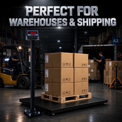 Industrial Floor Scale, 48"x48" (4'x4'), 5000 lb x 1 lb, Heavy Duty Pallet Warehouse Scale with NTEP Approved Digital Indicator for Business & Postal Weighing