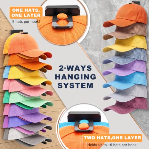 2 Pack Hat Organizer for Baseball Caps, Hat Rack Storage Hold 32 Cap Closet - color: Black-2 Sets