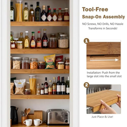 Solid Carbonized Bamboo Wire Shelf Covers for Wire Shelving, Wire Rack Covers for Pantry Shelves, Tool-Free & Snap-On (5pcs, 25" W x 16" D) - size: 25"W x16"D x2.6"H