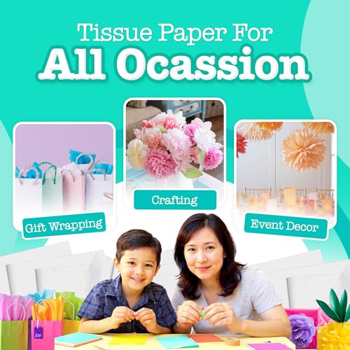 Tissue Paper for Gift Bags - 100 Sheets 14x20in Wrapping Paper, White - color: White, size: 100 Count, 14 x 20 in