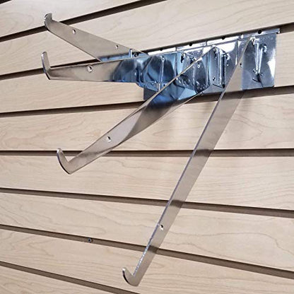 Adjustable Angle Slatwall Shelf Bracket - 8", 10", 12" & 14" Depths Available, Chrome (2, 12" D) - size: 12" D