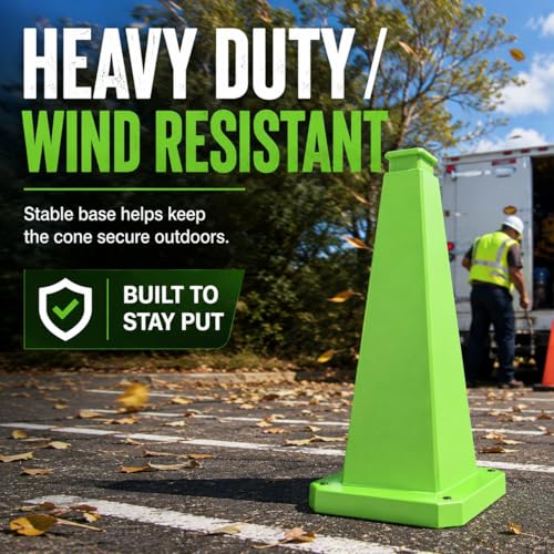 BESEA 3 Pack 36 Inch Green Traffic Cones with Weighted Base - color: Green, size: 36INCH