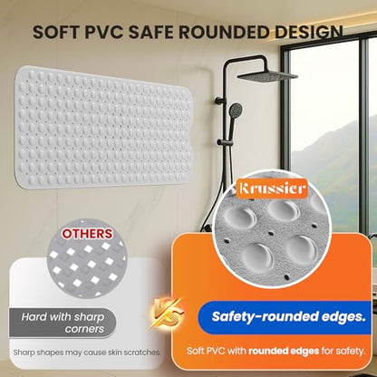 Non-Slip Bath Tub Mat, 39x16 Inch Extra Large Shower Mat with Drain Holes & Suction Cups, Machine Washable, Purple - color: Purple