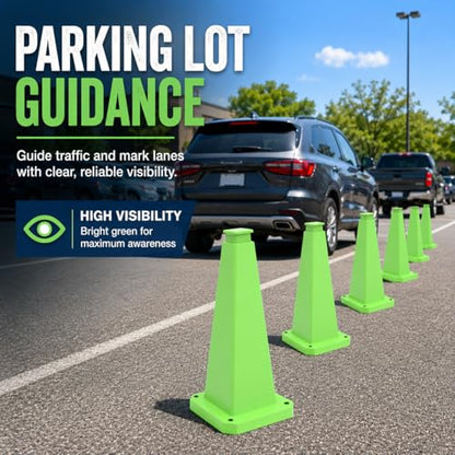 BESEA 3 Pack 28 Inch Green Traffic Cones with Weighted Base - color: Green, size: 28INCH