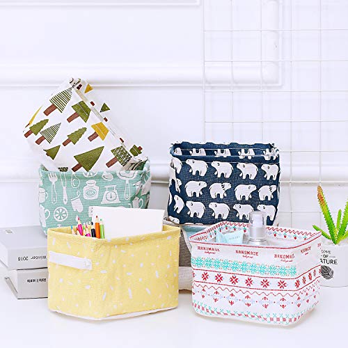 6-Pack Foldable Canvas Storage Baskets with Handle (Style B) - color: Style B