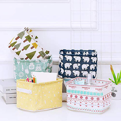 6-Pack Foldable Canvas Storage Baskets with Handle (Style B) - color: Style B
