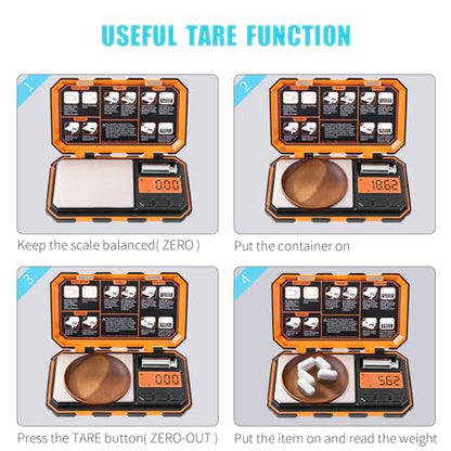 Fuzion Digital Pocket Gram Scale, 200g x 0.01g Jewelry Scale High Precision - color: Orange, size: 200/0.01g