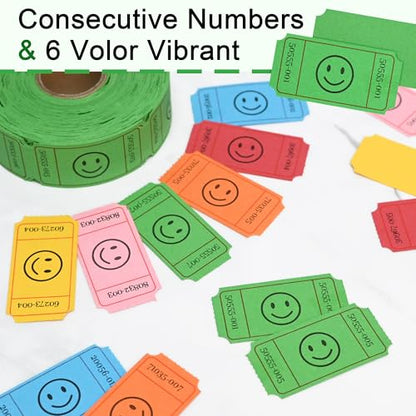 LLIKED 500 Raffle Tickets 1x2inch Smile Green Single Roll for Events - color: Green, size: 1"x2"