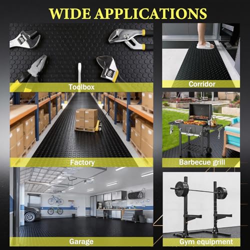 StellarStar 4x6 FT Garage Floor Mat, 2mm Thickened PVC Coin Pattern - color: Black(Coin), size: 4x6 FT