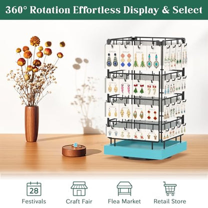 EsLuker.ly Rotating Earring Display Holder Stand for Vendors Selling, Blue - color: Blue+Black