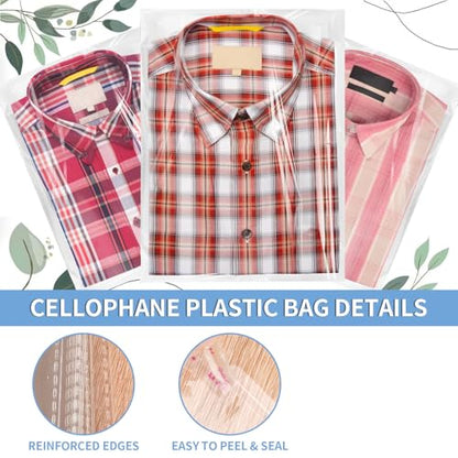 70 Pack 9x12" Clear Cellophane Bags for Shirts, Gift Wrapping, Artwork - size: 9x12 Inch