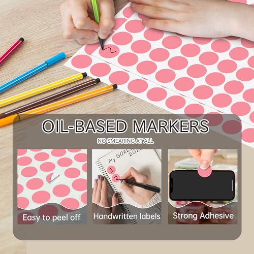 PARLAIM 3/4 Inch Coding Circle Sticker Labels,Pack of 1050 Round Color Code Dot Labels Stickers for Home Office Marking,Organizing(Pink) - color: Pink