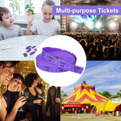 LLIKED 2000 Purple Raffle Tickets 1" x 2" Admit One Single Roll - size: 2000 Purple