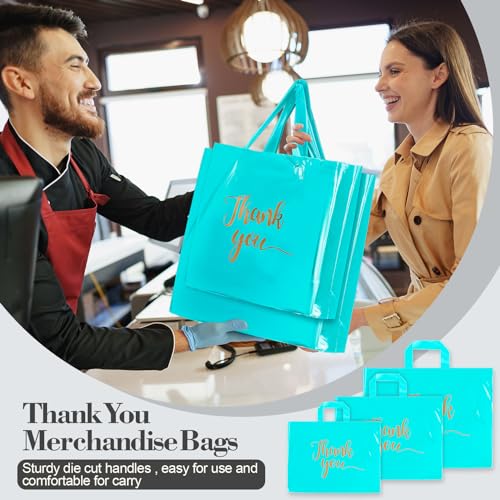 Teling 200 Pcs Thank You Shopping Bags with Handle,Sky Blue - color: Sky Blue