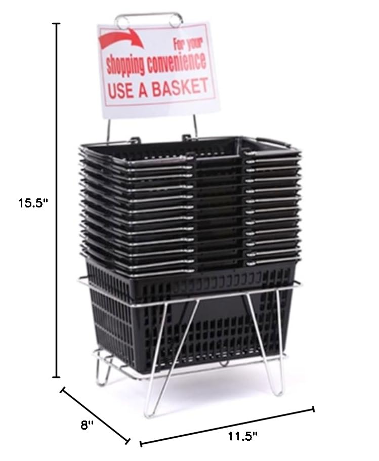 Only Hangers Set of 12 Black Shopping Basket Set