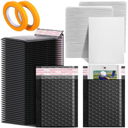 Engrowtic 302 Pcs Card Shipping Set Bubble Mailers, Black, 4 x 6 Inch - color: Black, size: 4 x 6 Inch