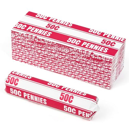 THEBLUETOUCH 100 pcs White Kraft Flat Coin Wrappers for Pennies - size: 100 Penny Only