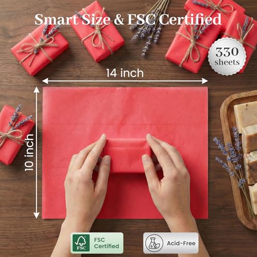 Koogel 330 Sheets Red Tissue Paper, 14 X 10 inches - color: Red