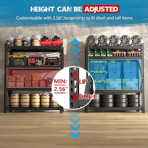 MUPATER 72" W x 24" D x 84" H Heavy Duty Storage Shelves, 8000 Pound Load Capacity, 4-Tier Adjustable Industrial Shelving, Metal Garage Storage Rack for Warehouse, Garage, Kitchen