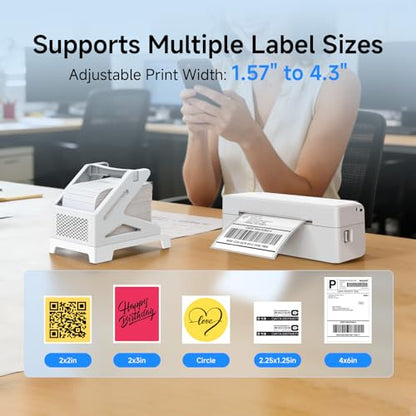Bluetooth Thermal Label Printer w/ Stand, 4x6 Shipping Label Printer - color: White