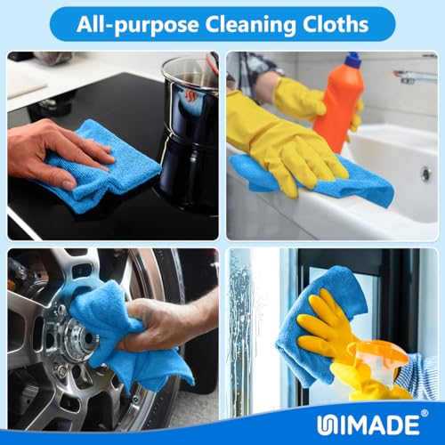 UNIMADE Microfiber Cleaning Cloth, 20 Pack Reusable Microfiber Towels - color: Blue, size: 20PK