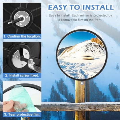 12" Acrylic Convex Security Mirror, Wide Angle Indoor Outdoor