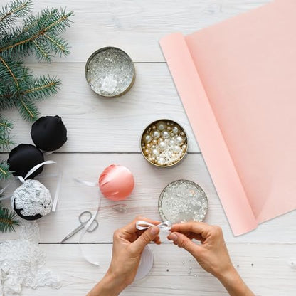 BEISHIDA Peach Pink Gift Wrapping Paper Roll, 15in X 32ft Kraft Bulletin Board Paper Gift Wrap for Christmas Mother's Day Valentine's Day Graduation, Flower Wrap - color: peachpink