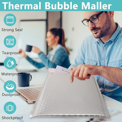 Thermal Bubble Mailer,8 x 11" Metallic Bubble Mailers,Waterproof Padded Envelopes,Self Seal Cool Bubble Mailers,Foil Mailing Envelopes,Insulated Shipping Bags for Cold Shipping (Silver 25PCS) - color: Silver 25PCS
