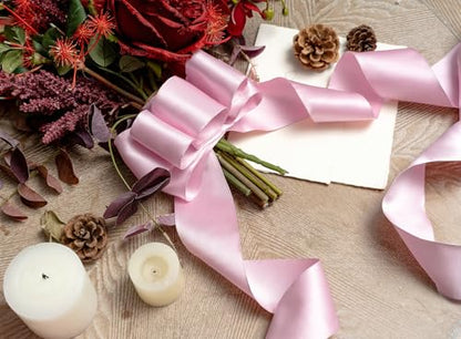 Keypan Pink Satin Ribbon Double-Faced Wired 2-1/2 Inch x 10 Yards - color: Pink, size: 2-1/2"