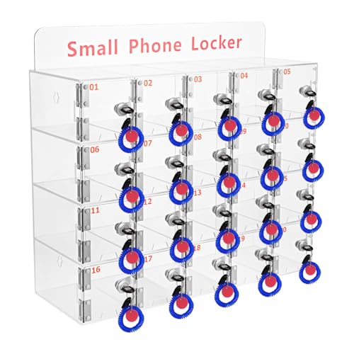 20 Slots Cell Phone Locker Box, Acrylic Cell Phone Storage Cabinet with Individual Key Locks Desktop & Wall Mounted Phone Organizer for Office School Factory - size: 20-Slot Acrylic