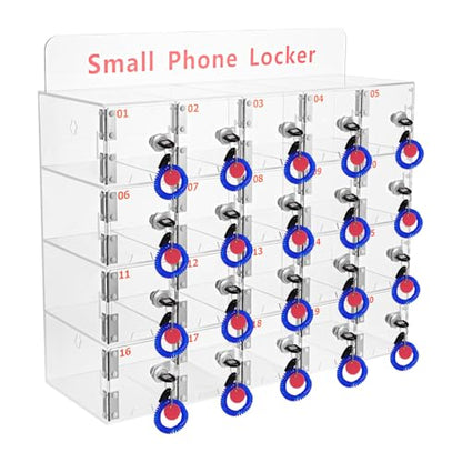 20 Slots Cell Phone Locker Box, Acrylic Cell Phone Storage Cabinet with Individual Key Locks Desktop & Wall Mounted Phone Organizer for Office School Factory - size: 20-Slot Acrylic