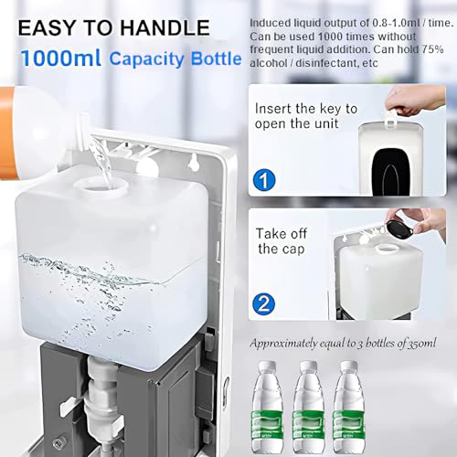 Automatic Hand Sanitizer Dispenser Wall Mount, Liquid Hand Sanitizer Spray Dispenser, 33oz/1000ml Touchless Hand Soap Dispenser for Commercial Industrial Hospitals Office Public - color: White-spray
