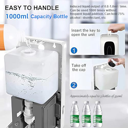 Automatic Hand Sanitizer Dispenser Wall Mount, Liquid Hand Sanitizer Spray Dispenser, 33oz/1000ml Touchless Hand Soap Dispenser for Commercial Industrial Hospitals Office Public - color: White-spray