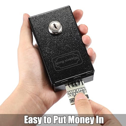 Metal Box for Gambler, Winners Bank Casino Box with Slot and Key - color: Black
