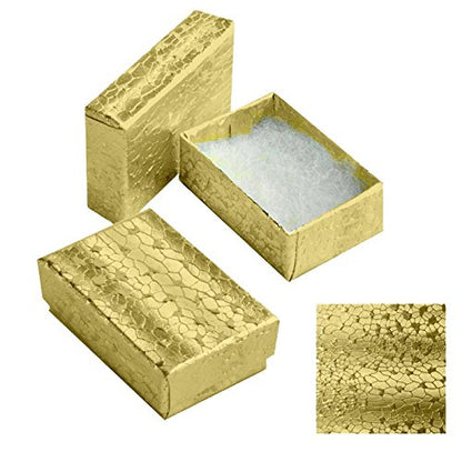 Gold Cotton Filled Jewelry Packaging and Gift Boxes Assortment #99 - Pack of 100