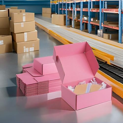 8x6x3 inch Pink Shipping Boxes for Small Business- Set of 25 - color: Pink, size: 8x6x3