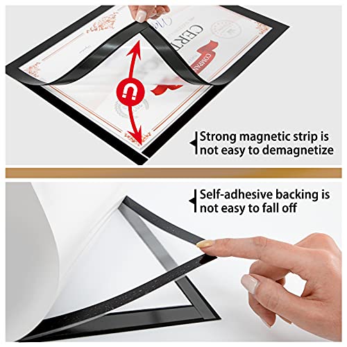 8.5"x 11"Magnetic Sign Holder, Double Sided Window Self-adhesive Frame, Transparent PVC and Strong Magnetic Display Frame for Home/Office/Poster/Certificate/Artwork Display(Black,10Pack)