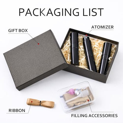 LISAPACK 8ml Travel Perfume Bottle Refillable, 3 PCS Cologne Atomizer Spray - color: 3 Gloss Black