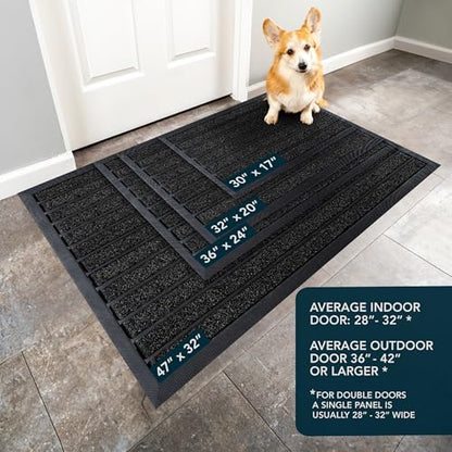 ubdyo Extra Durable Door Mat Outside Entrance (32" x 20", Bright Black) - color: Bright Black, size: 32'' x 20'' (Rectangular)