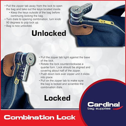 Locking Heavy Duty Courier Bag, 18x18x8 inch - color: Navy Blue