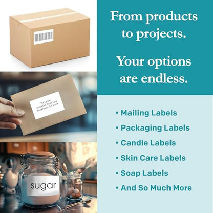 Premium Label Supply White Sticker Shipping/Mailing Labels – 4" x 2.5" – Laser/Inkjet Compatible – (8 per Sheet), 500 Sheets – 4,000 Total Adhesive Labels - size: 4000 Labels