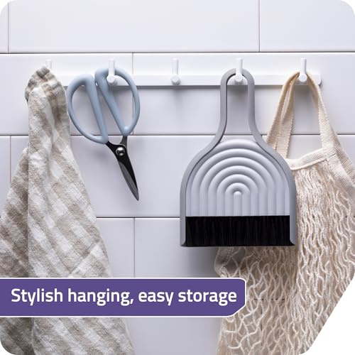 Peleg Design DustArch - Mini Dustpan and Brush Set, Small Dustpan and Broom with Modern Charm, Handheld Broom and Dustpan Set for Home, Office & Travel - color: Dustarch - Grey