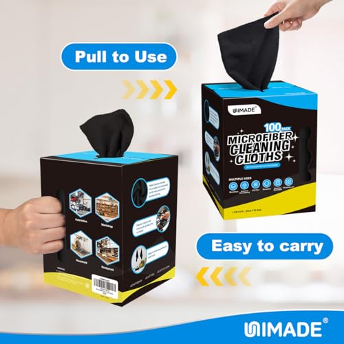 UNIMADE Microfiber Cleaning Cloth, 100 Sheets Microfiber Towels for Cars - color: Black