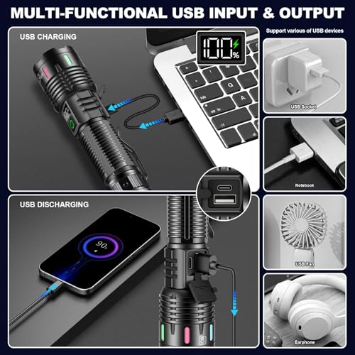 Esgreen Super Bright LED Rechargeable Flashlight High Lumen 100000 – 2-Mode - size: 1 Pack - Medium