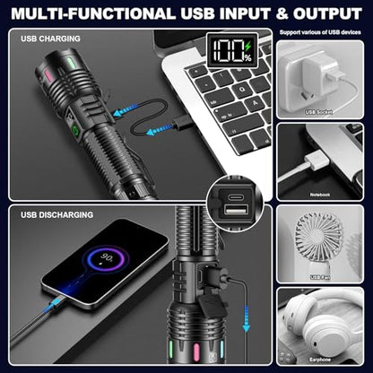 Esgreen Super Bright LED Rechargeable Flashlight High Lumen 100000 – 2-Mode - size: 1 Pack - Medium