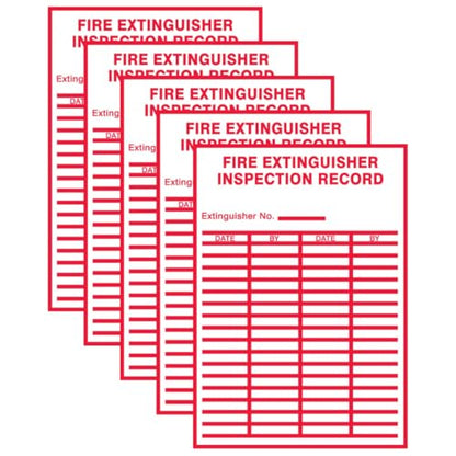 AccuformNMC "FIRE Extinguisher Inspection Record" Signs Safety Label - size: Pack of 5