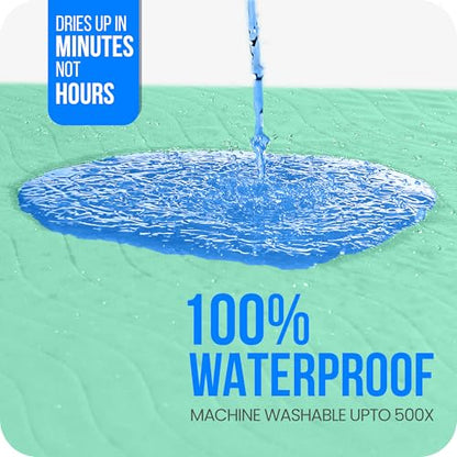 4 Pack Washable Pee Pads for Dogs 34" x 36", Waterproof Dog Training Pads - color: Green/Blue, size: 34x36 Inch (Pack of 4)