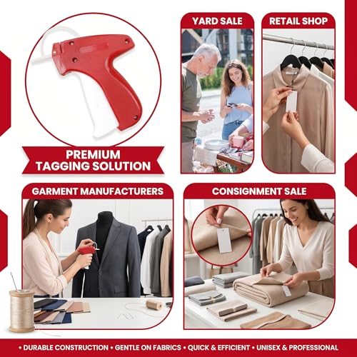ASEER Micro Stitch Gun No Sew Kit 6 Needles 2000 Fasteners 200 Buttons - color: Red