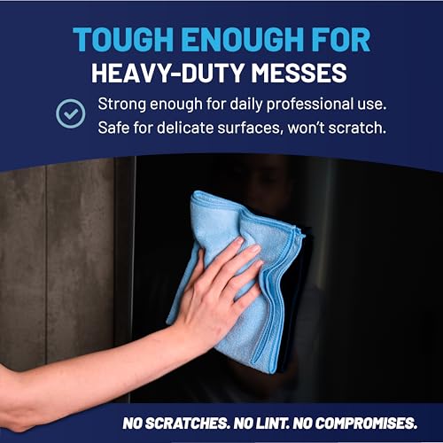 MW Pro Microfiber Cleaning Cloth | Blue | 12 Pack | 16” x 16” | All Purpose Microfiber Towels - Clean, Dust, Polish, Scrub, Absorbent - color: Blue